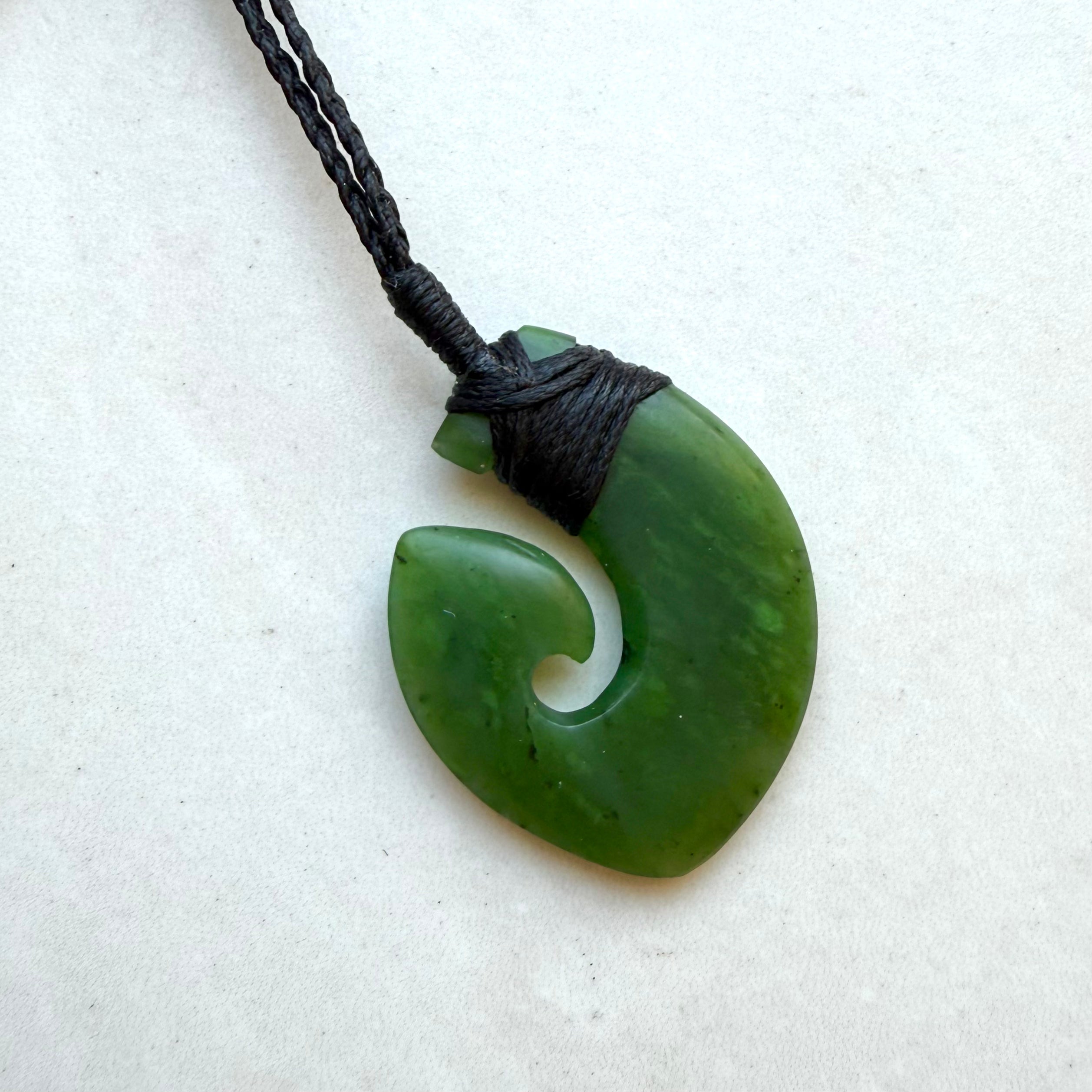 New Zealand Greenstone Matt Finish Maui's Hook Pendant