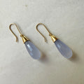 18ct Yellow Gold Blue Chalcedony Briolette Drop Earrings