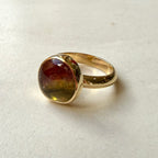 9ct Yellow Gold Cabochon Watermelon Tourmaline Ring
