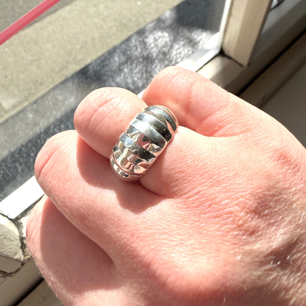 Sterling Silver Ridge Dome Ring