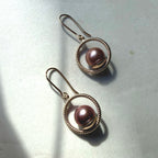 9ct Yellow Gold Freshwater Natural Pink Pearl Drop Earrings