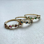 9ct Yellow Gold Marquise Sapphire & Round Brilliant Cut Diamond Band