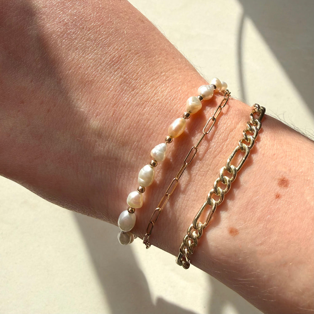 9ct Yellow Gold 3:1 Fiagro Bevelled Curb Chain Bracelet