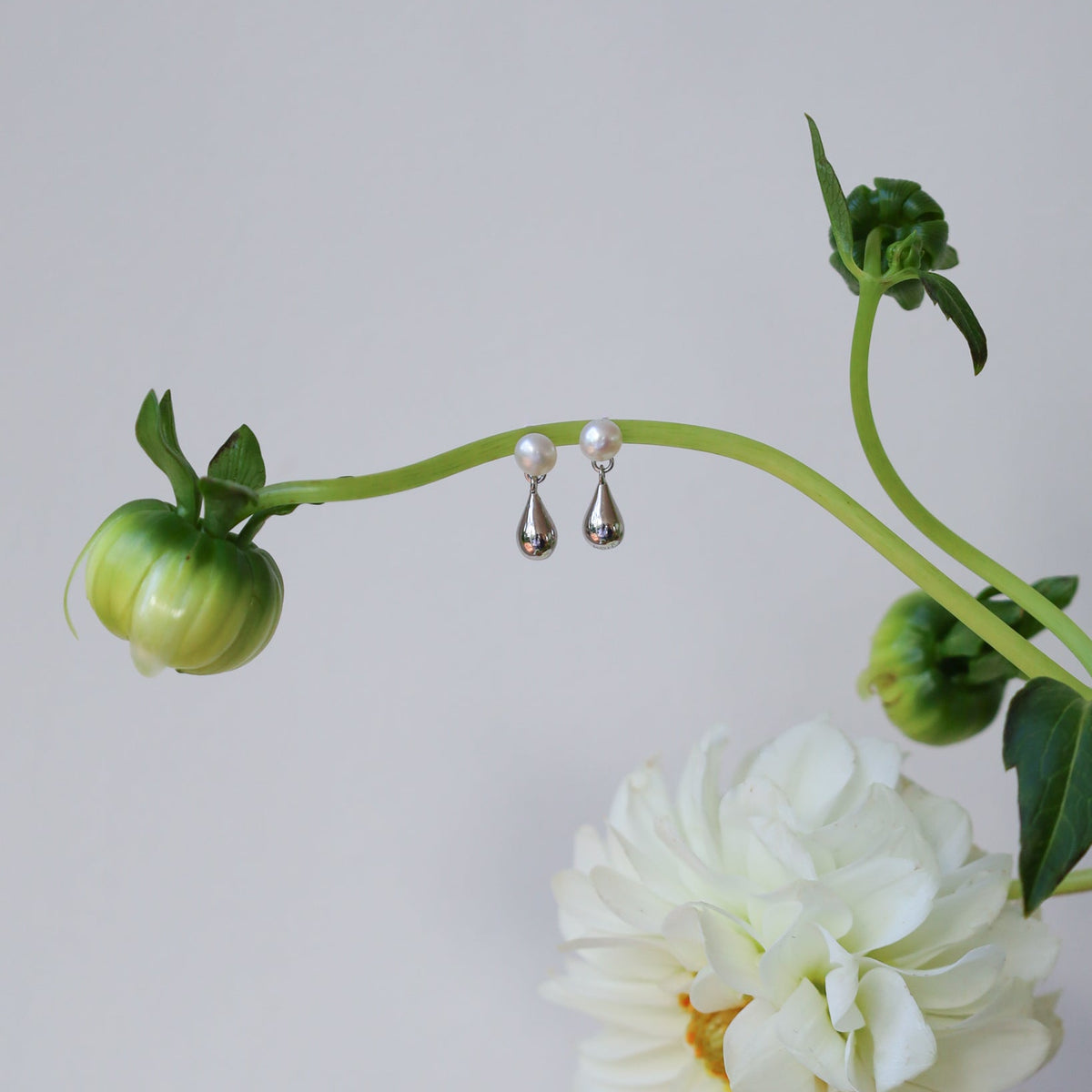 BOH RUNGA - Sterling Silver Droplet Moon Glow Stud Earrings