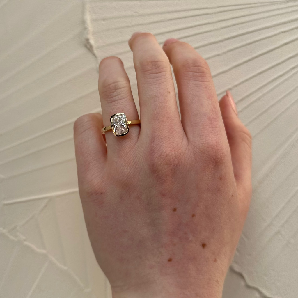 18ct Yellow Gold 2.01 carat Laboratory Grown Elongated Cushion Cut Diamond Ring