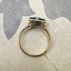 9ct Yellow Gold Cushion Chequerboard Cut London Blue Topaz Ring