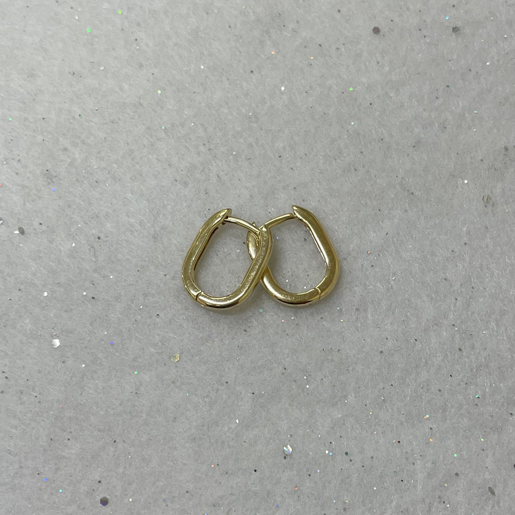 9ct Yellow Gold Oval 1.8mm 'Huggie' Hoop Earrings