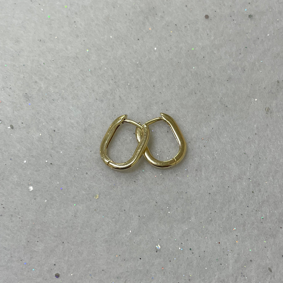 9ct Yellow Gold Oval 1.8mm 'Huggie' Hoop Earrings