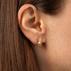Sterling Silver Yellow Gold Plated Spring Leaves Stud Earrings