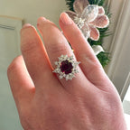 18ct Yellow and White Gold Rubellite and Diamond Cluster Ring