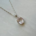 Sterling Silver Oval Cut Rose Quartz Pendant