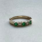 9ct Yellow & White Gold Emerald & Round Brilliant Cut Diamond Ring