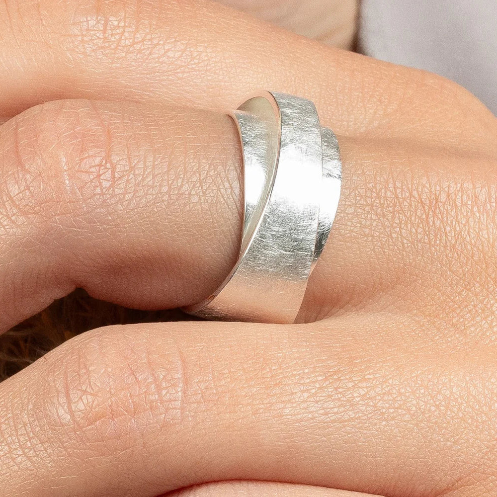 Sterling Silver Textured Wrap Matt Ring