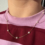 9ct Yellow Gold Freshwater Pearl Chain Necklace