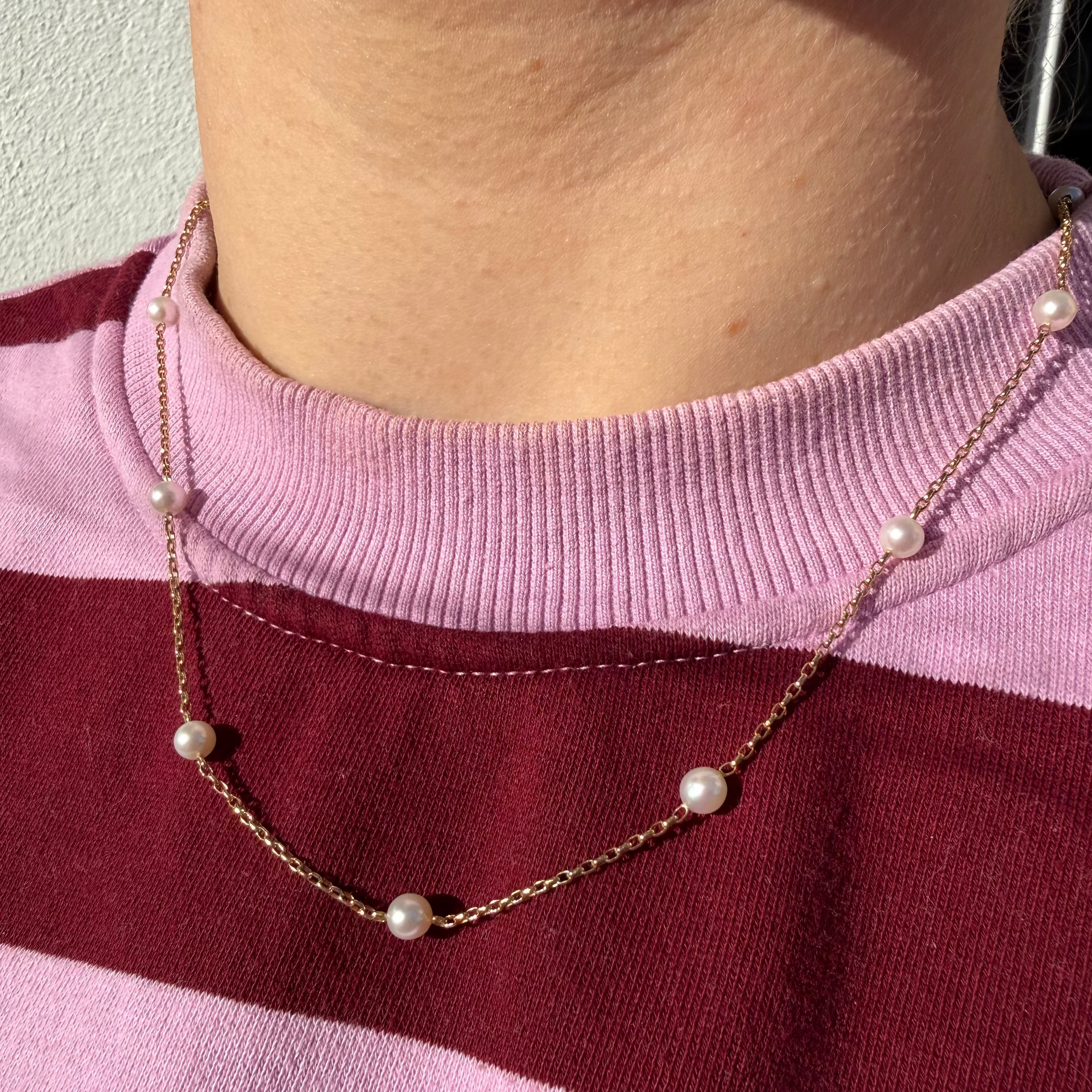 9ct Yellow Gold Freshwater Pearl Chain Necklace