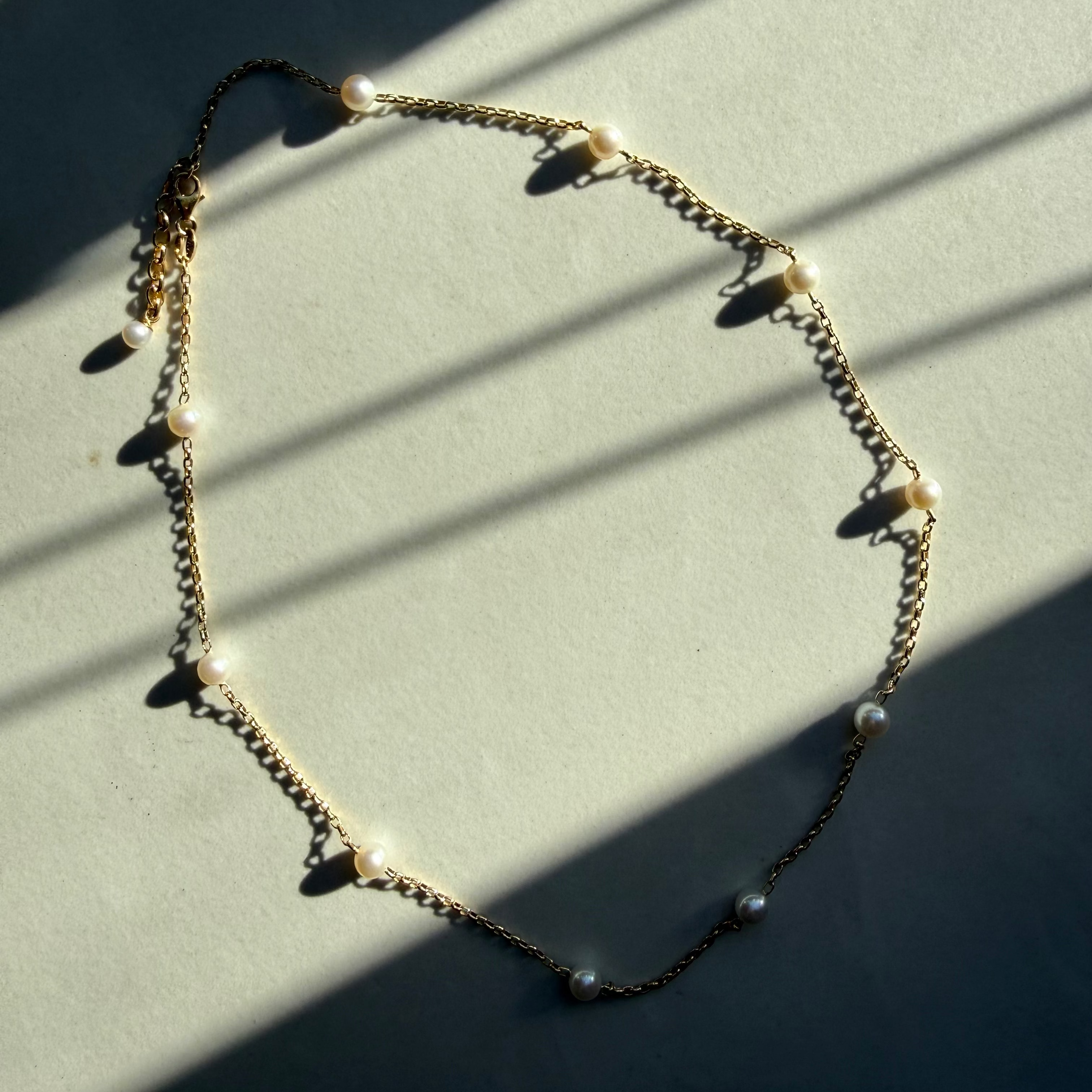 9ct Yellow Gold Freshwater Pearl Chain Necklace