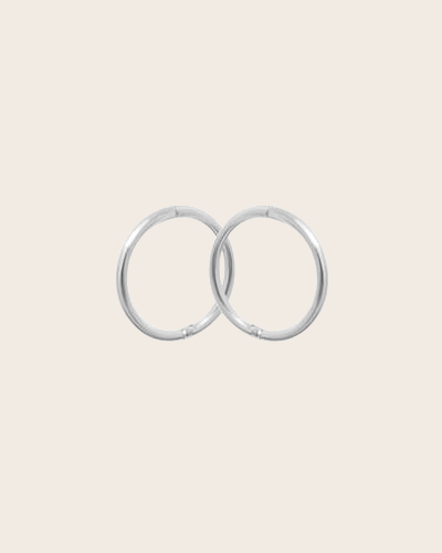 Sterling Silver 12mm Plain Sleeper Earrings