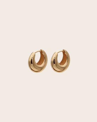 Sterling Silver Yellow Gold Plated Cresent Huggie Earring