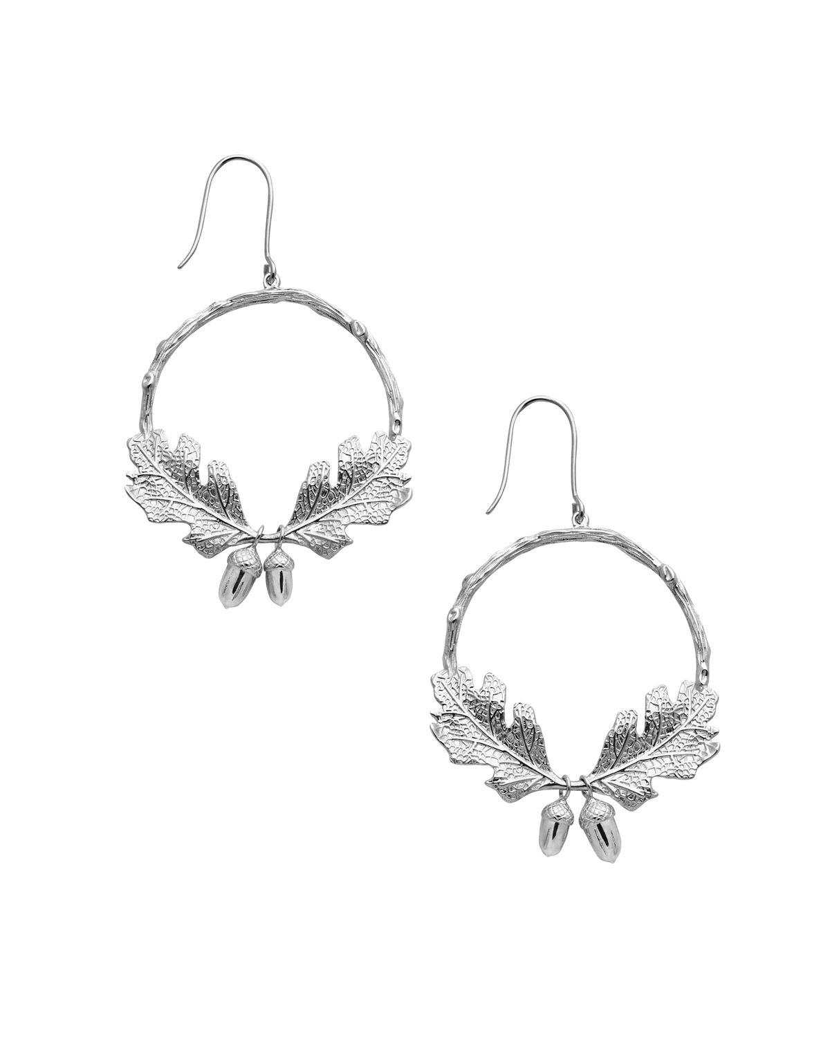 KAREN WALKER - Sterling Silver Acorn & Leaf Wreath Earrings