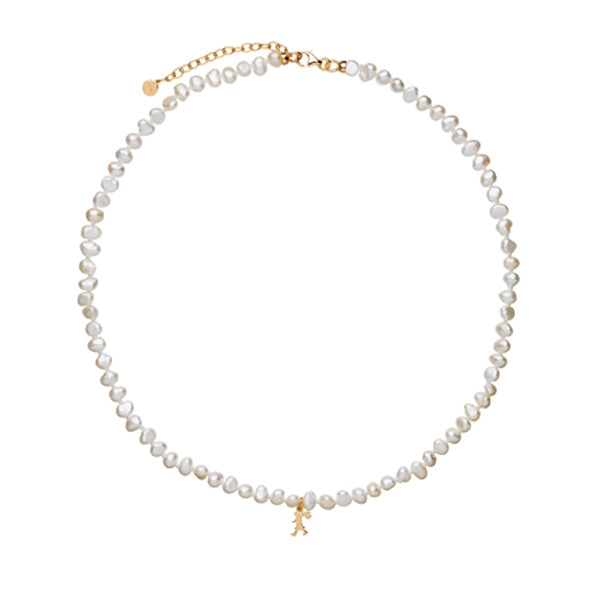 KAREN WALKER - Sterling Silver Gold Plated Mini Girl with Pearls Necklace