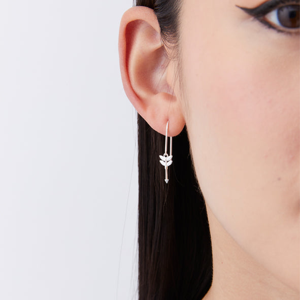 KAREN WALKER - Sterling Silver Mini Feather Arrow Earrings