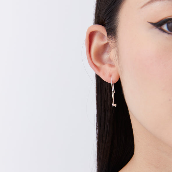 KAREN WALKER - Sterling Silver Mini Axe Drop Earrings