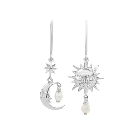 Karen Walker - Sterling Silver & Freshwater Pearl Sun & Moon Earrings