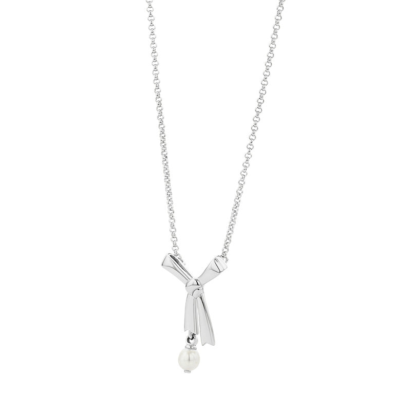KAREN WALKER - STERLING SILVER BOW WITH PEARL NECKLACE