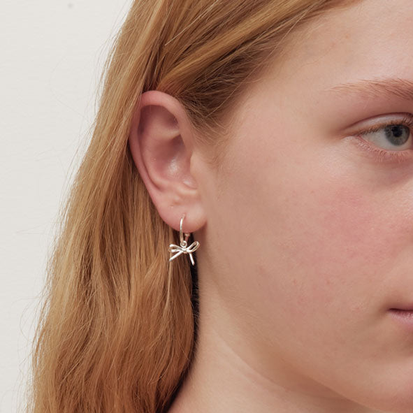 MEADOWLARK - Sterling Silver Gold Plated Bow Signature Hoop Earrings