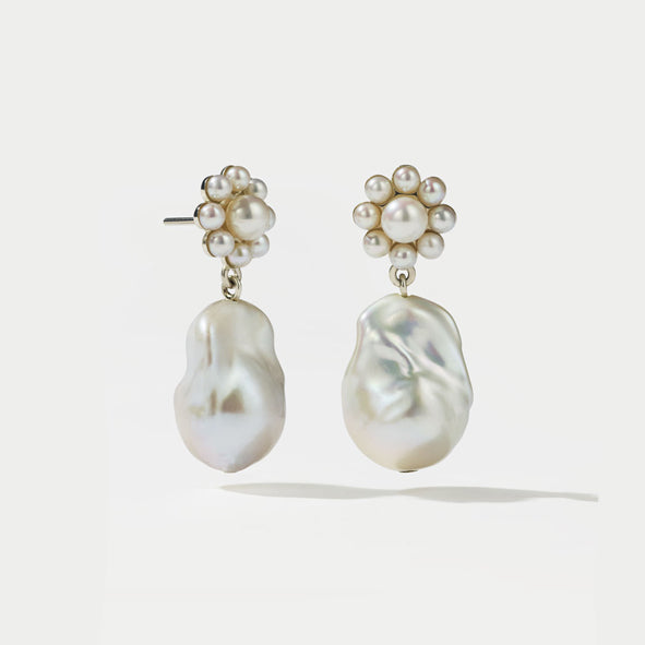 MEADOWLARK - Sterling Silver Freshwater Pearl Emile Drop Earrings