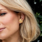 Sterling Silver Yellow Gold Plated Mikado Stud Earrings