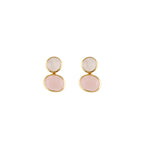 BIANC - Sterling Silver Yellow Gold Plated Moonstone & Pink Rose Quartz 'Motif' Stud Earring