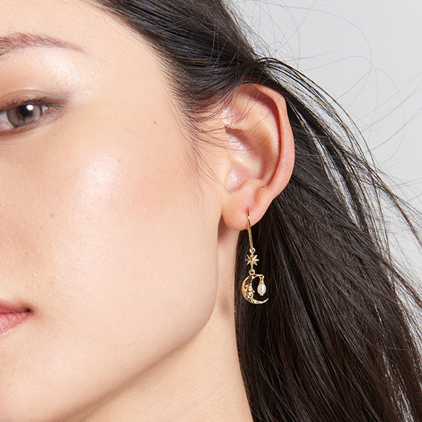 Karen Walker - Sterling Silver & Freshwater Pearl Sun & Moon Earrings