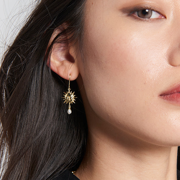 Karen Walker - Sterling Silver & Freshwater Pearl Sun & Moon Earrings