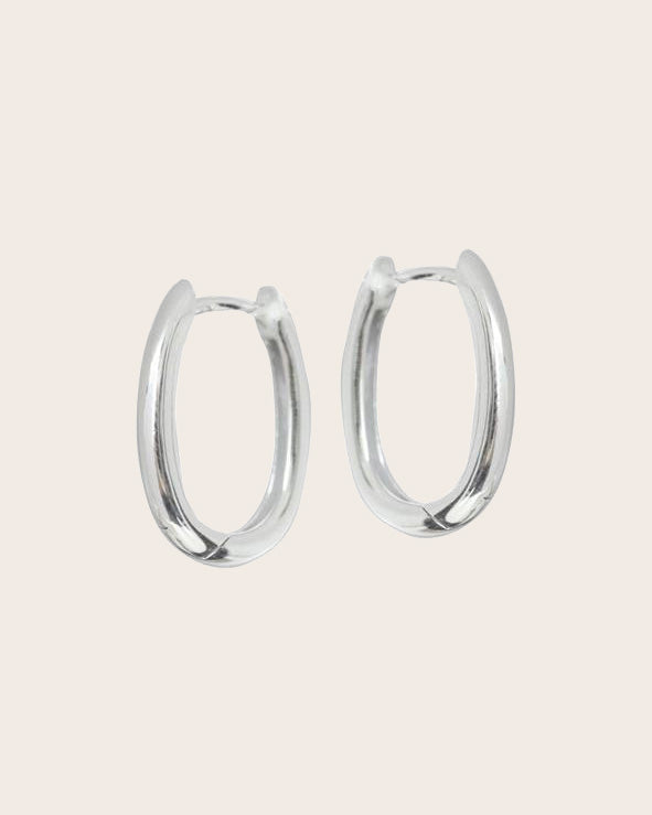 Sterling Silver Oval 'Huggie' Hoop Earrings