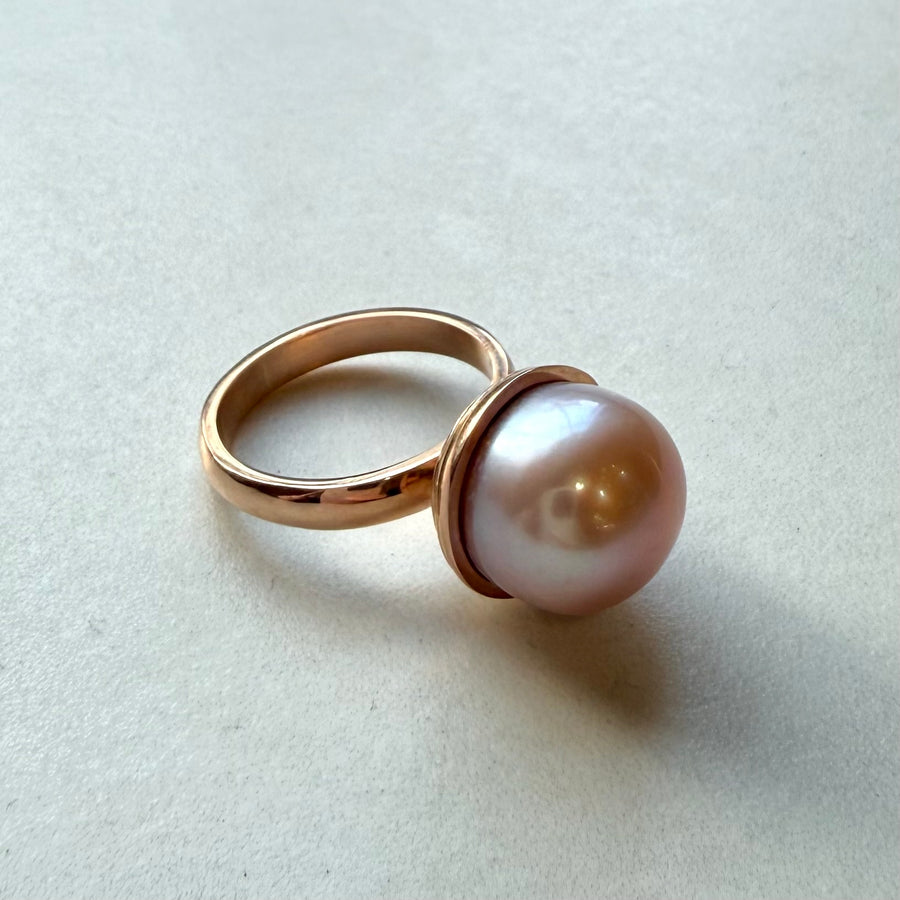 9ct Rose Gold Natural Pink Pearl Ring