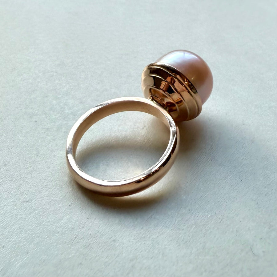 9ct Rose Gold Natural Pink Pearl Ring