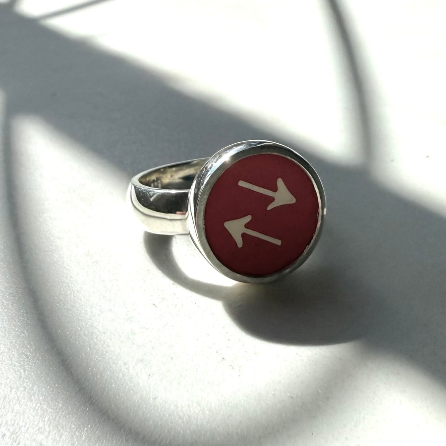 Sterling Silver 'Arrow' Red Type key Ring