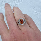 9ct Yellow & White Gold Spessartite Garnet & Diamond Cluster Ring