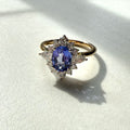 9ct Yellow & White Gold Tanzanite & Diamond Cluster Ring