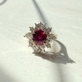 18ct Yellow and White Gold Rubellite and Diamond Cluster Ring