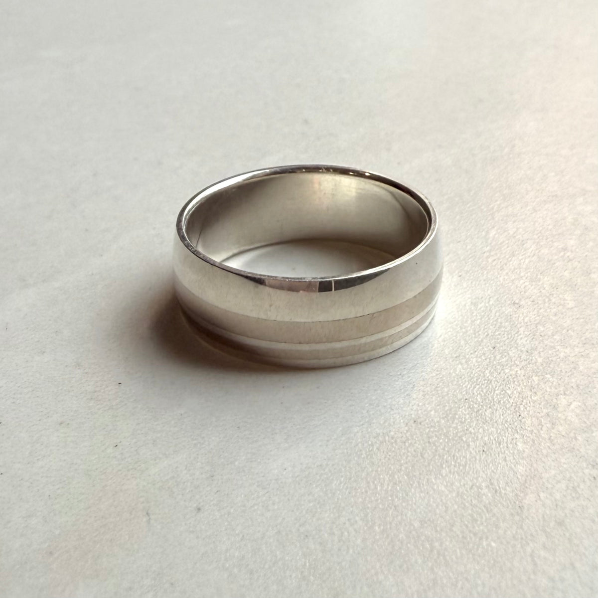 Sterling Silver & 18ct White Gold Gents Band