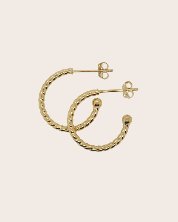 9ct Yellow Gold Small Twisted Hoop Earrings
