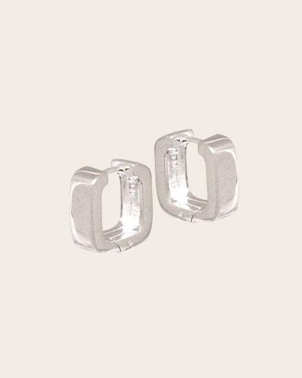 Sterling Silver Square 'Huggie' Hoop Earrings