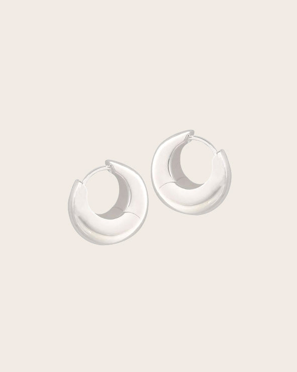 Sterling Silver Crescent 'Huggie' Hoop Earrings