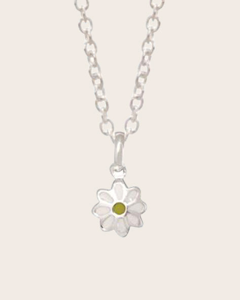 Sterling Silver Enamel Flower Necklace