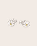Sterling Silver & Enamel Daisy Studs Earrings