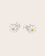 Sterling Silver & Enamel Daisy Studs Earrings