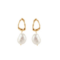 BIANC - Sterling Silver Yellow Gold Plate & Freshwater Pearl 'Ocean' Earrings