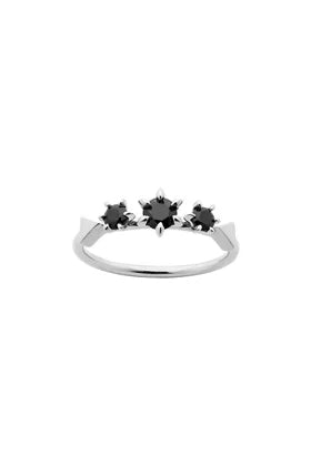 KAREN WALKER - STERLING SILVER & ONYX BAROQUE RING